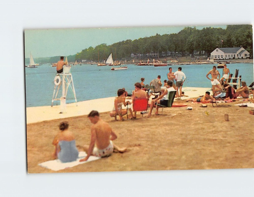 Postcard College Club Bathing Beach Shore Line Chautauqua Lake NY USA