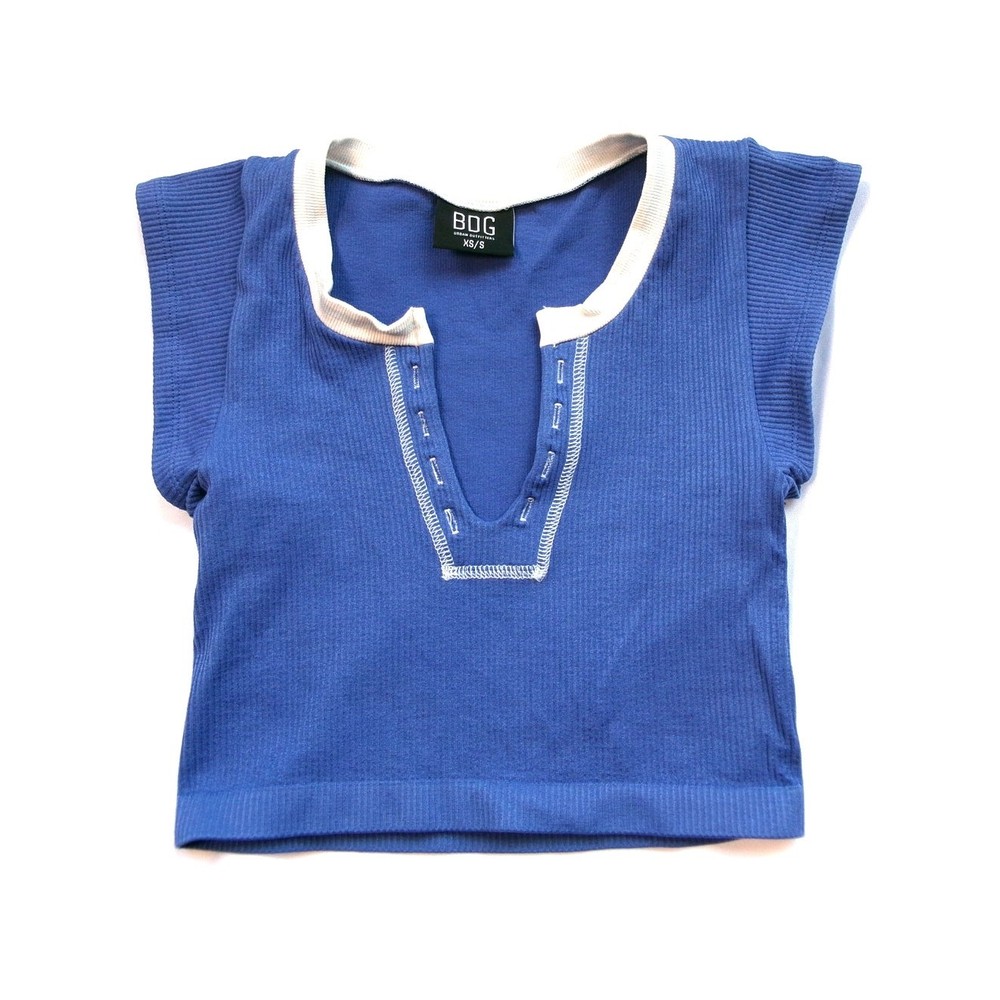 BDG Urban Outfitters Blue Ribbed Cap Sleeve Crop Top XS/S NWOT