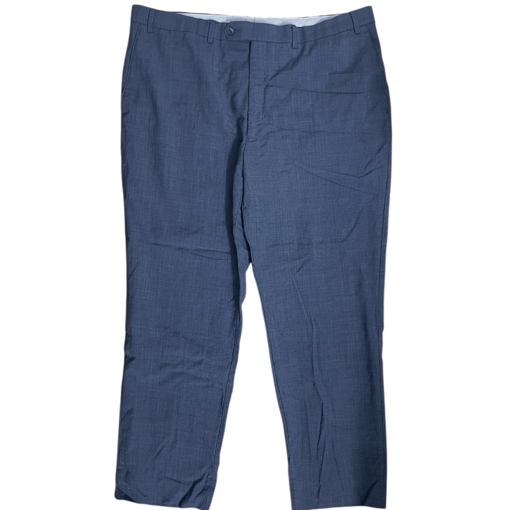 Hart Schaffner Marx Wool Dress Pants Blue Flat Front Classic Fit