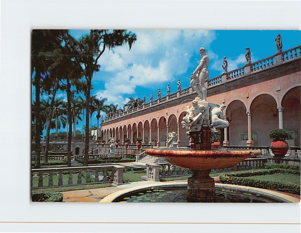 Postcard Italian Garden Court Ringling Museum of Art Sarasota Florida USA