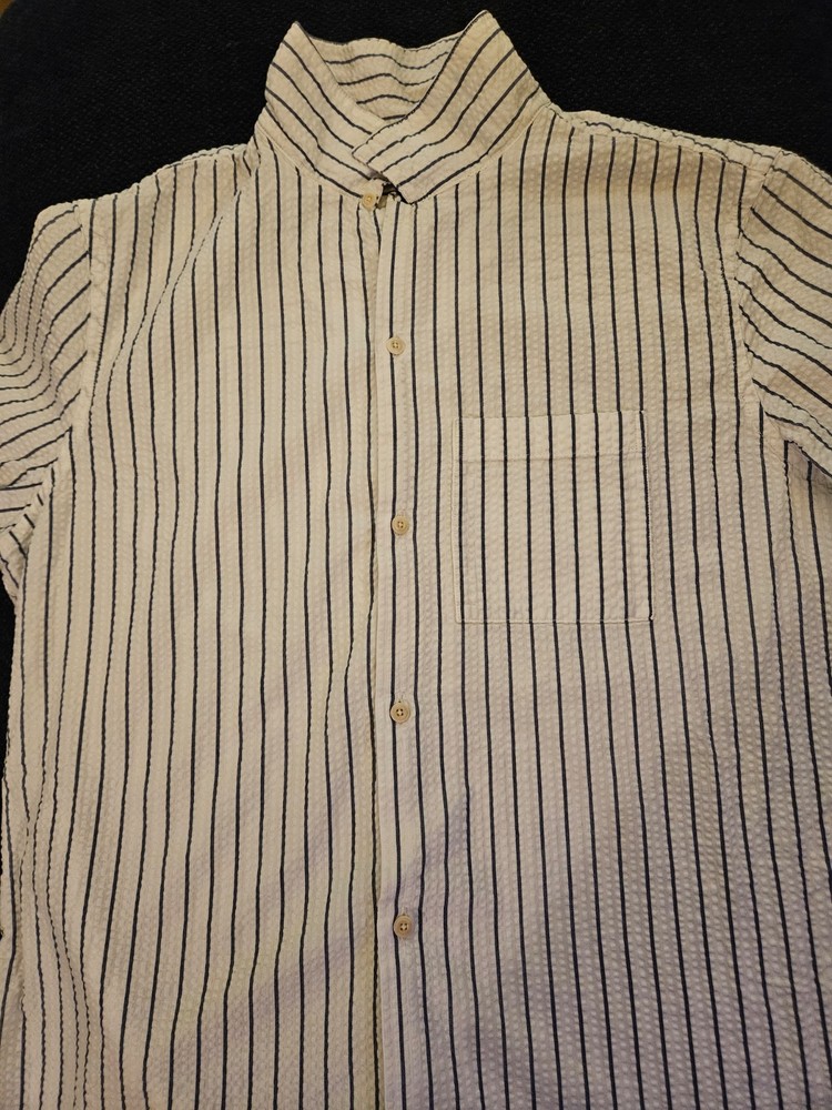 Men's Gap Button Down Striped Collared Shirt Short Sleeved Size Large