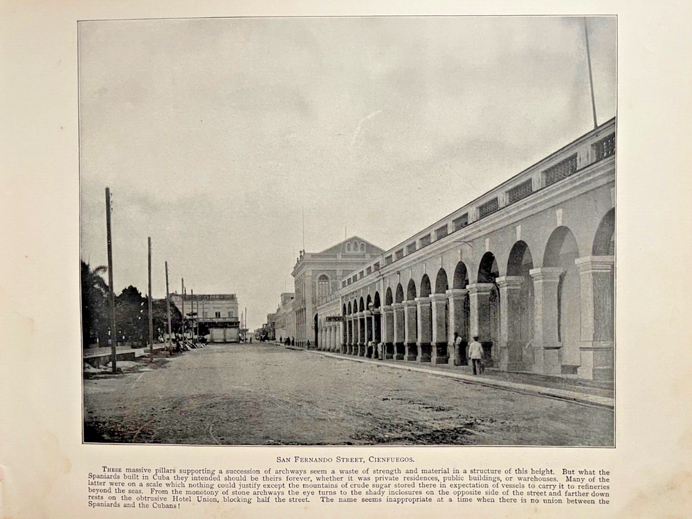 1898 Vintage Illustration San Fernando Street Cienfuegos Cuba