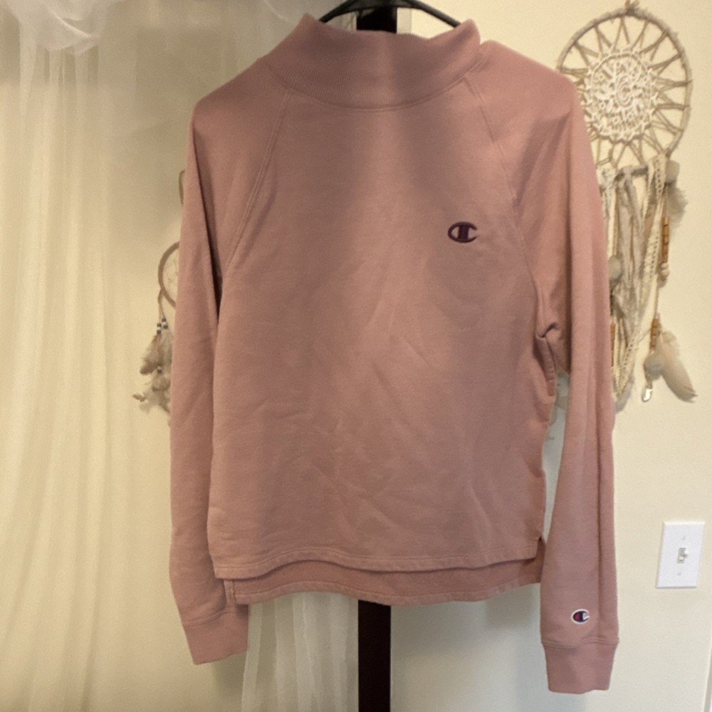 Champion Pink Mock Neck Pullover Sweatshirt Women's Size M