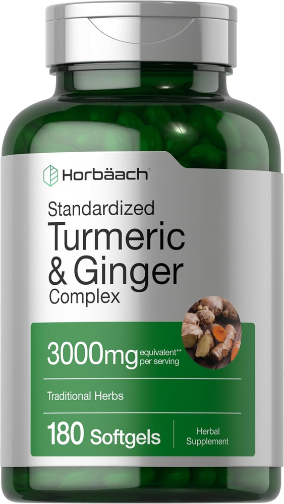Turmeric and Ginger Supplement | 3000 Mg 180 Softgel Pills | with Black Pepper E