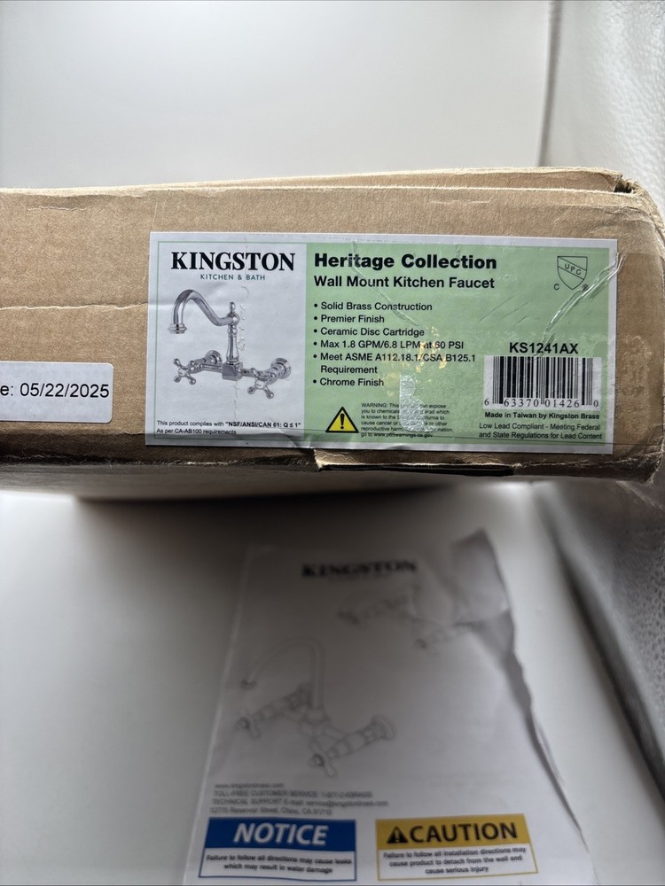 Kingston Brass KS1241AX Wall Mount Faucet Chrome – See Details