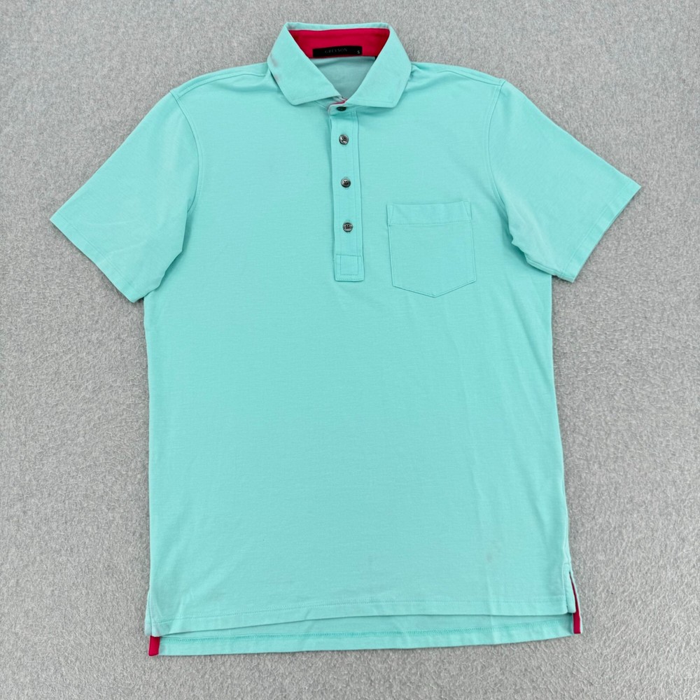 GREYSON Shirt Men's Small Blue Short Sleeve Stretch Performance Golf Polo FLAW*