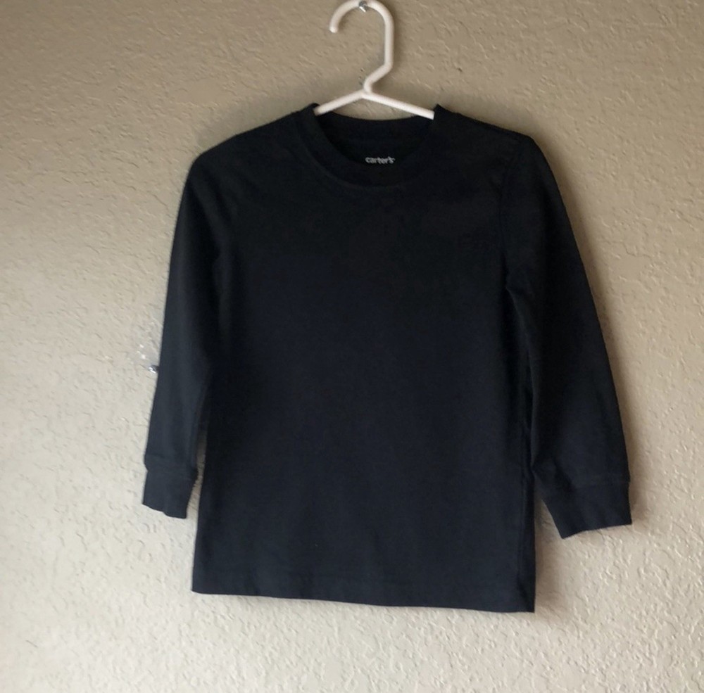 Carter’s Shirt Boys Black Crew Neck Long Sleeve Casual Tee Shirt Top Toddler 2T