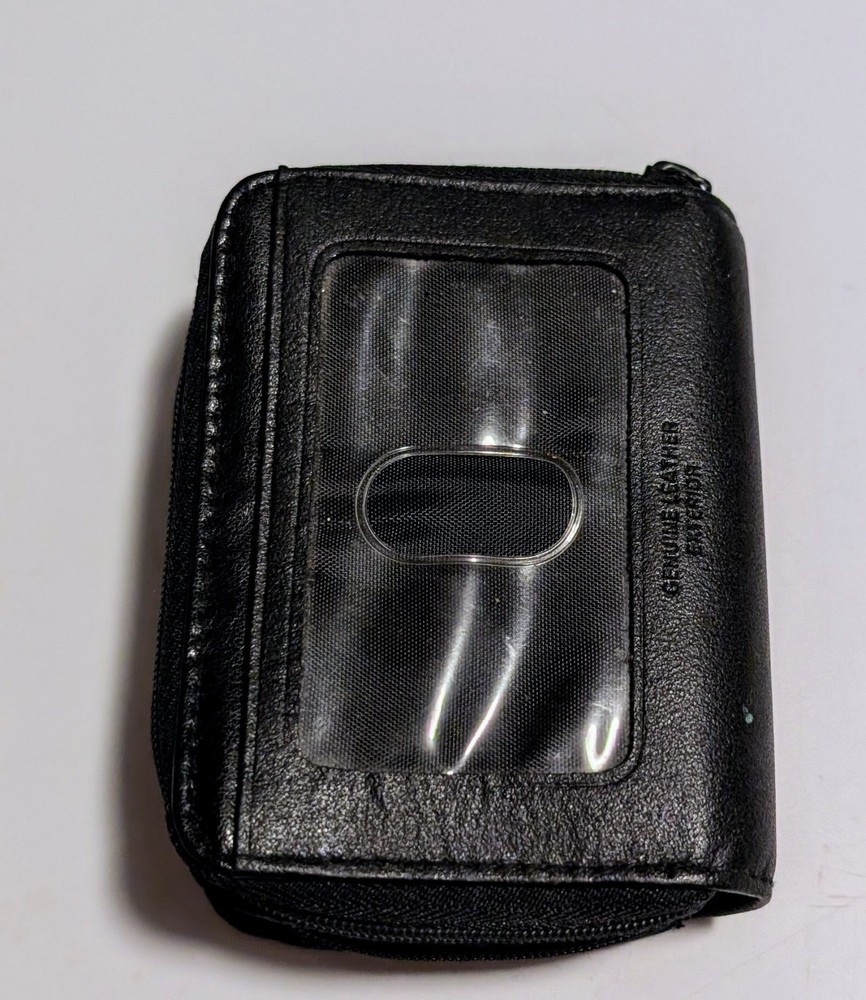 Buxton Black Double Zip-Around Wallet Leather With Card Organizer