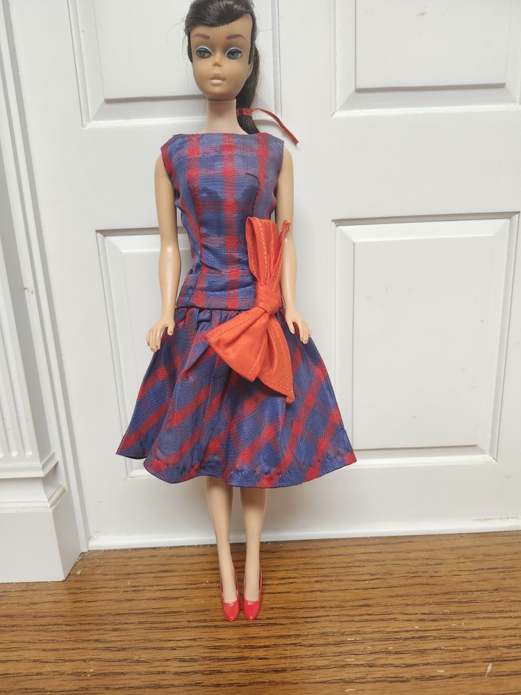 Vintage Barbie BEAU TIME BEST BOW 1651 Plaid Dress Mattel 1966~ NO Doll