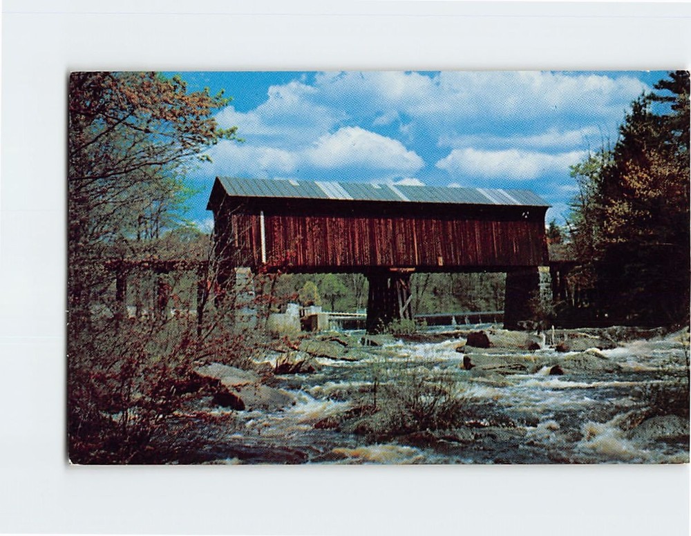 Postcard Railroad Covered Bridge Contoocook River New Hampshire USA