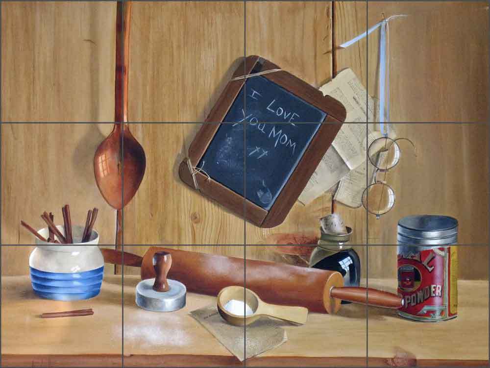 Ceramic Tile Mural Backsplash Forget Chef Kitchen Utensil  Rolling Pin VFA022