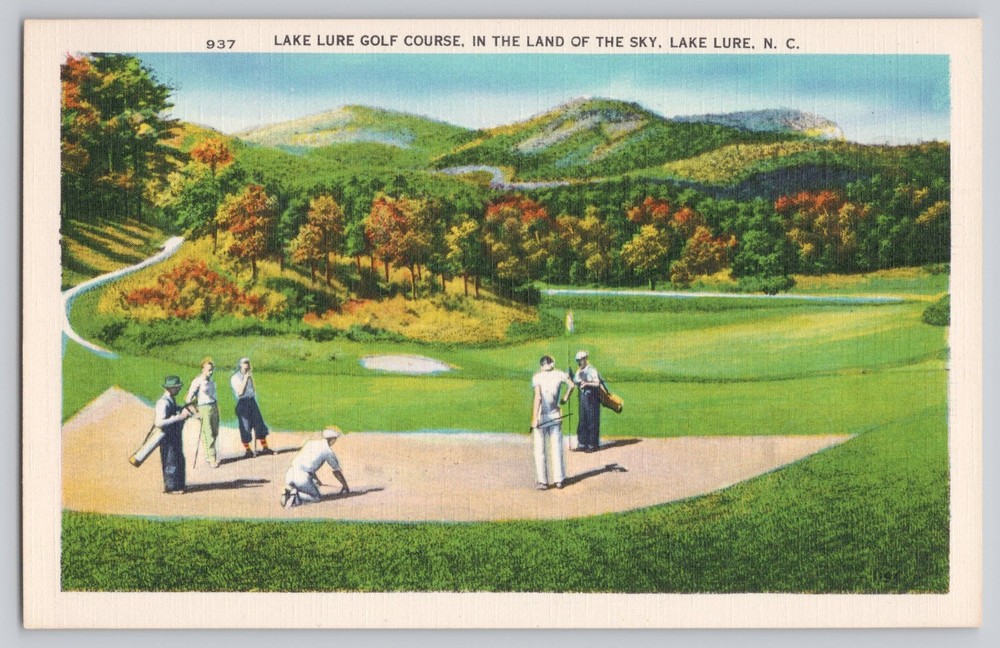 Golfing Lake Lure Golf Course North Carolina Vintage Postcard