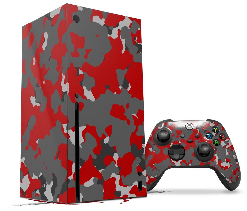 Skin Set for XBOX Series X WraptorCamo Old School Camouflage Camo Red
