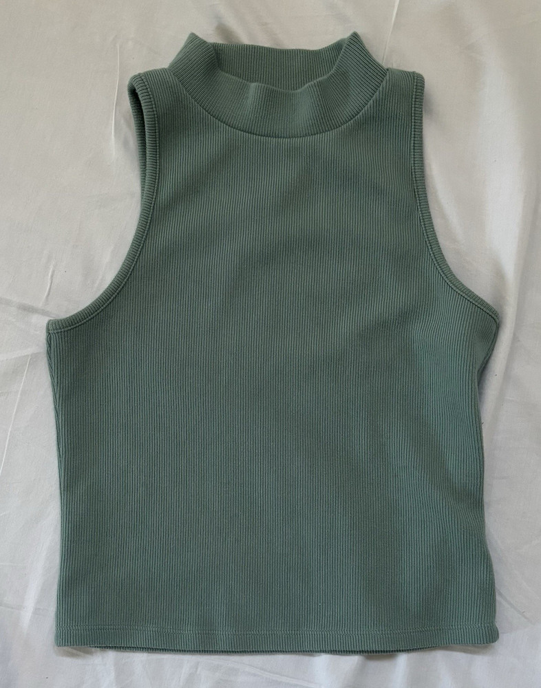A New Day Women’s Green Ribbed Knit Mock Neck Sleeveless Tank Top Size S