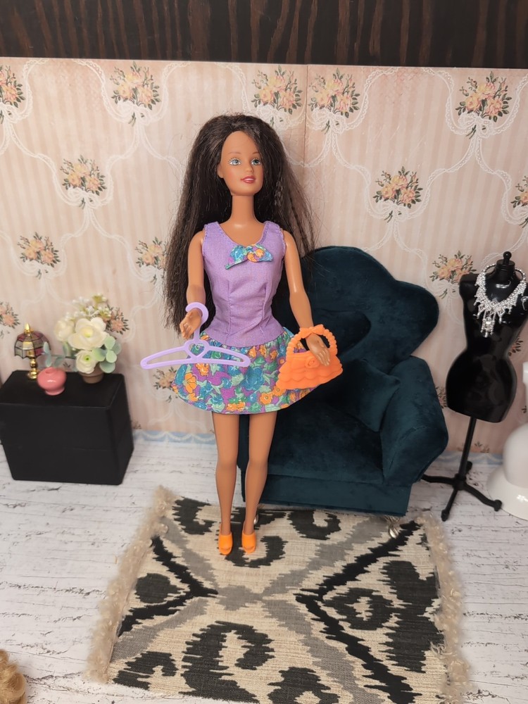 Vintage Barbie Outfit - Mattel Tagged Dress, Shoes, Purse & Hanger