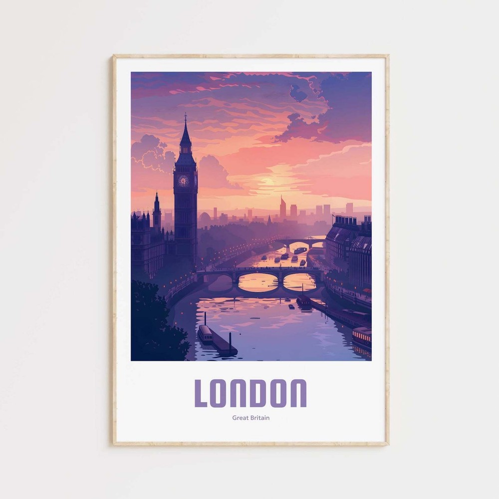 London Poster Vintage Travel Poster Retro London Travel Poster Gift London Wall