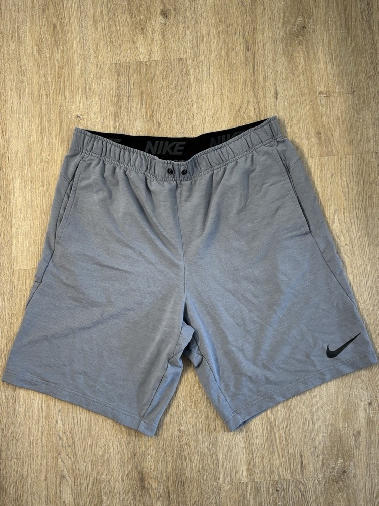 Nike Dri-FIT Men’s L Gray Athletic Shorts Pockets Drawstring Gym Training