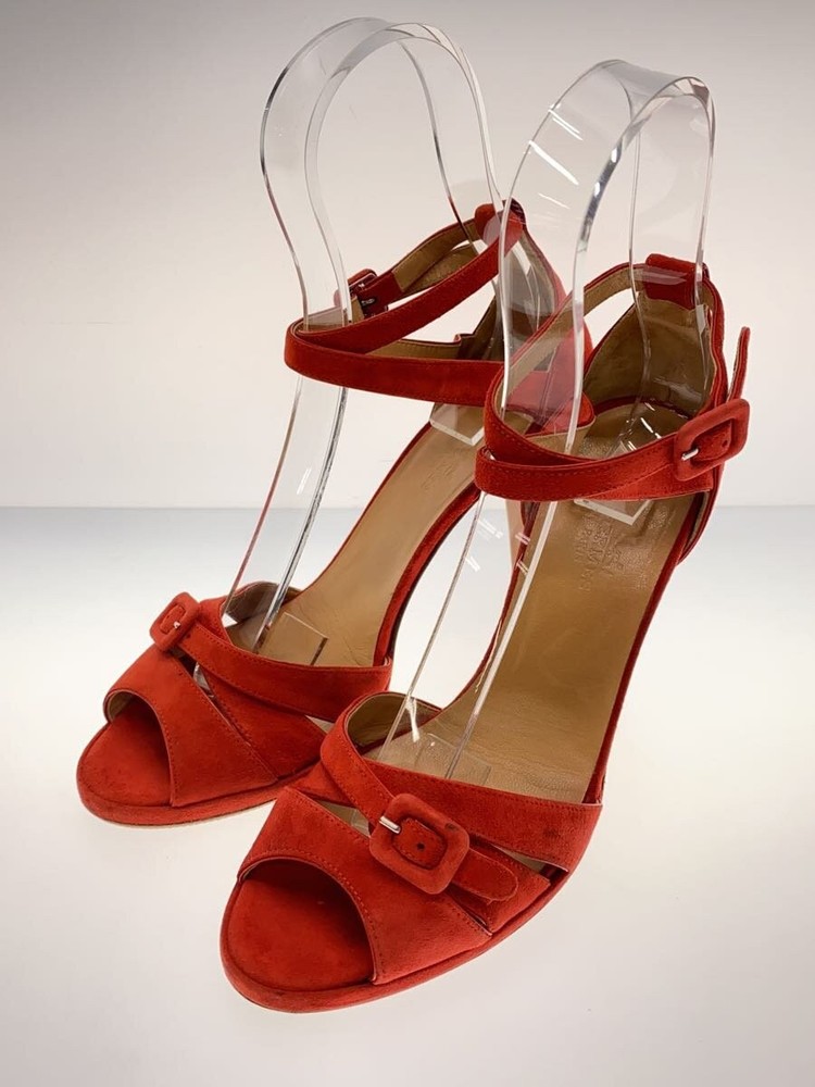 Authentic HERMES D'Orsay Sandal EU 37.5 Red Suede F/S Used