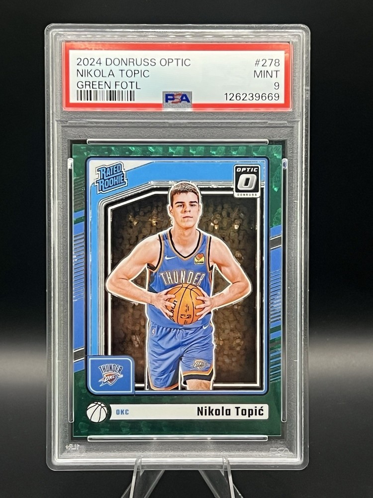 2024-25 Donruss Optic FOTL /14 Nikola Topic RC Green Swirl SSP PSA 9 OKC Rookie