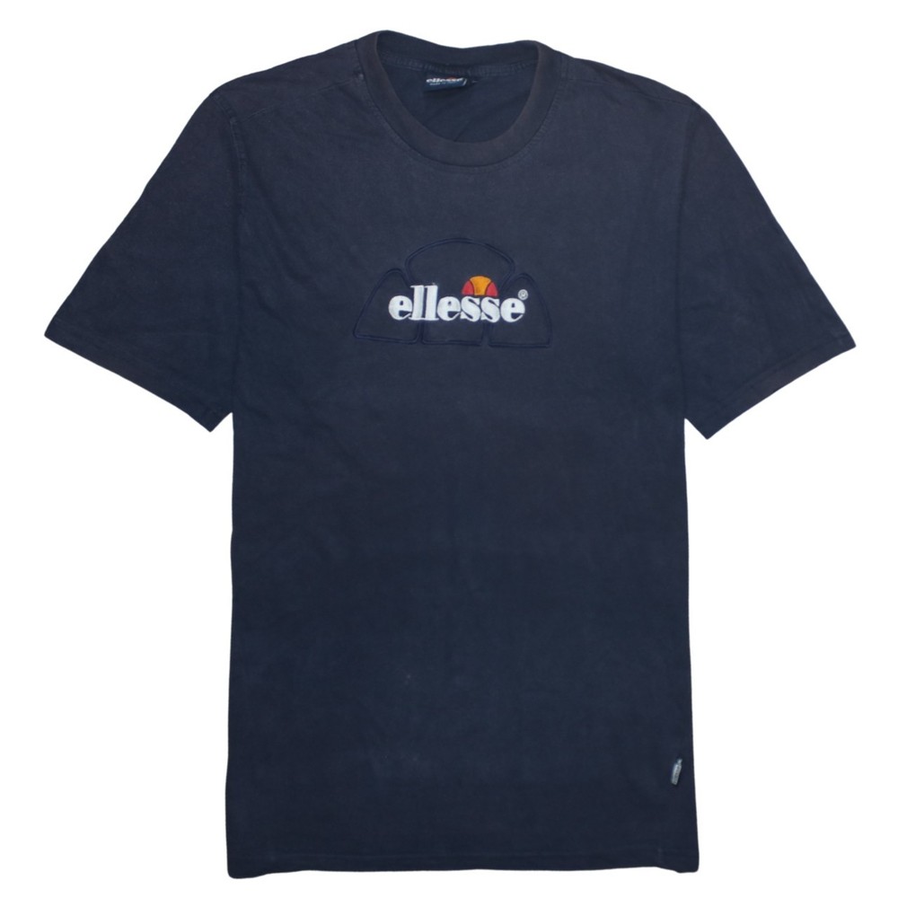 Ellesse Mens T Shirt Navy Blue Cotton Embroidered Logo Graphic Sports Tee L