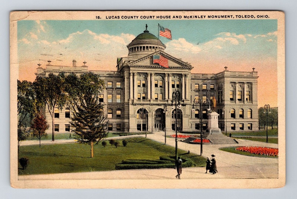Toledo OH-Ohio, Lucas County Court House, McKinley Monument, Vintage Postcard