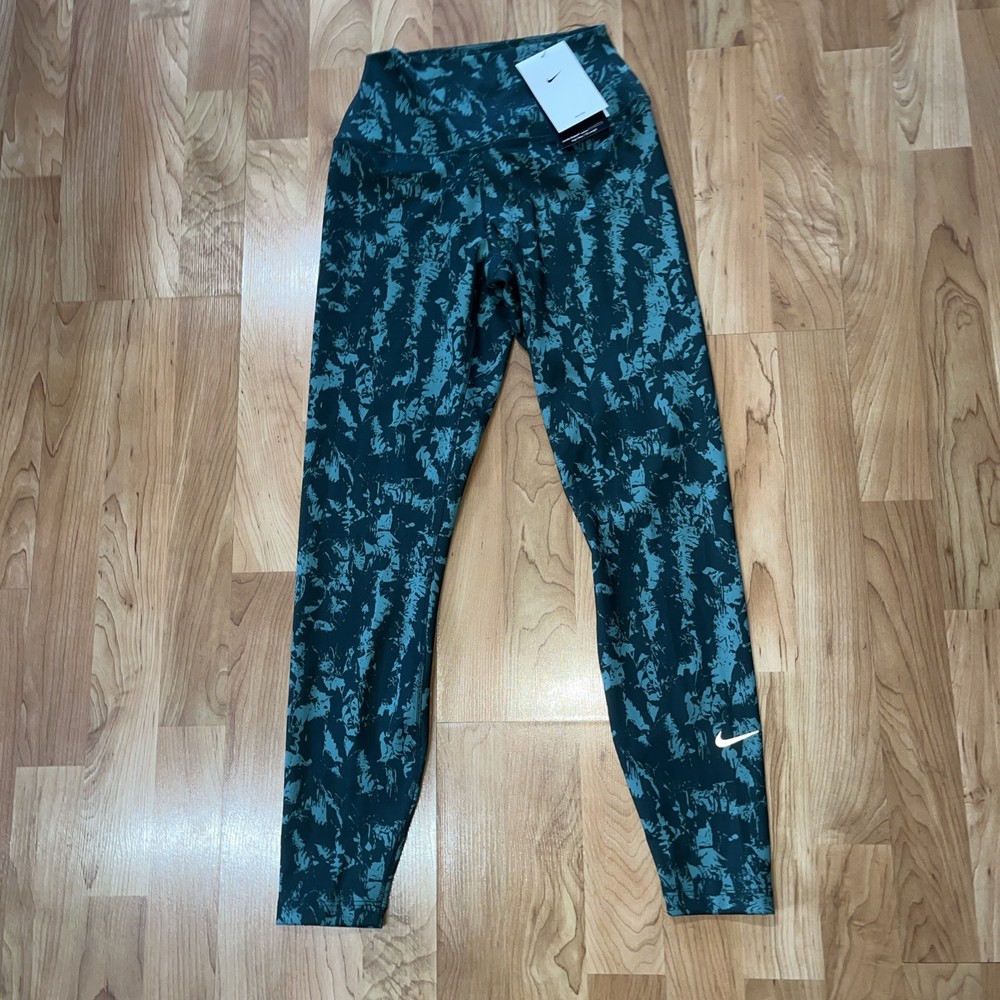 Nike One Leggings Womens Small Green Dri-FIT High Rise 7/8 Training $70 Retail