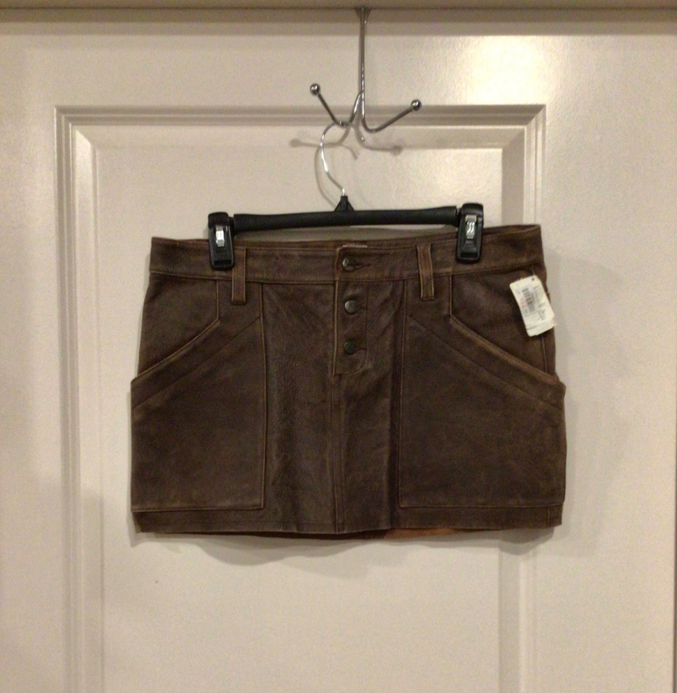 Joie women's vintage brown leather mini skirt