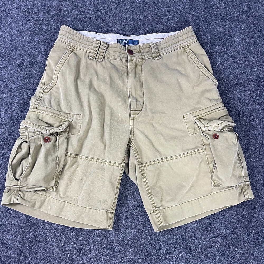 Polo Ralph Lauren Cargo Shorts Mens 34 Olive Green Military Cotton Utility