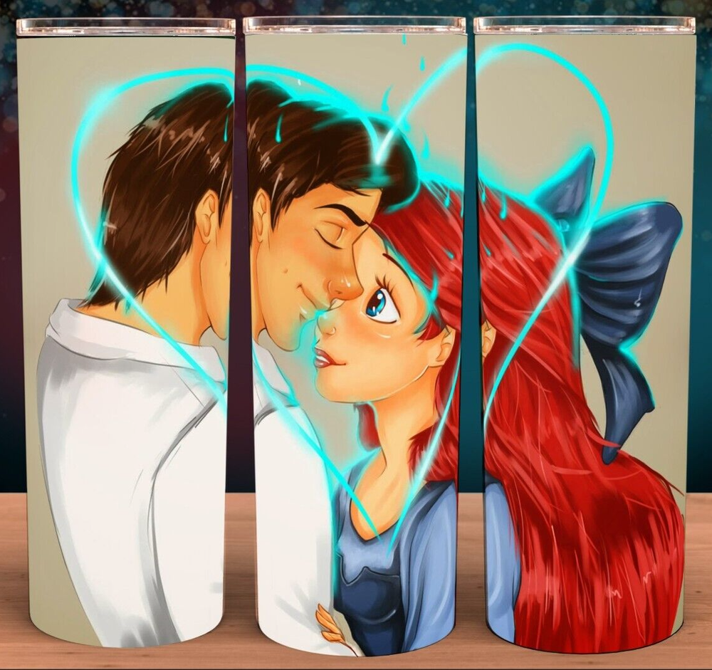 Ariel and Prince Eric Little Mermaid Cup Mug  Tumbler 20oz with lid and straw
