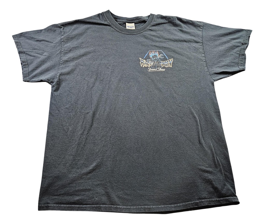 Race Ugly Speed Shop Shirt Mens XL Black Hot Rod Garage Graphic Tee Funny Car