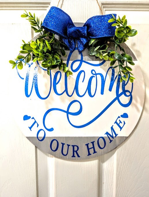 Welcome  To Our Home Wood Door Hanger, Home Decor , Gift