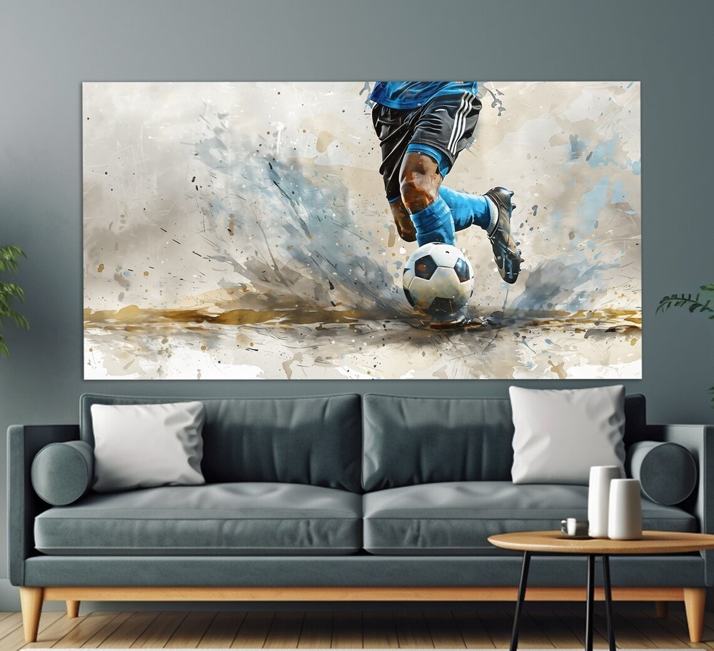 Abstract Soccer Oil Painting Football Unframed Canvas Print Australian Wall Art