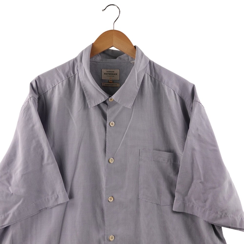 Quiksilver Waterman Collection Men XXL Blue Short Sleeve Shirt Comfort Fit