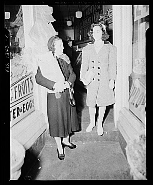 New Bedford Massachusetts Portuguese Wife and Daughter 1930s Storefront