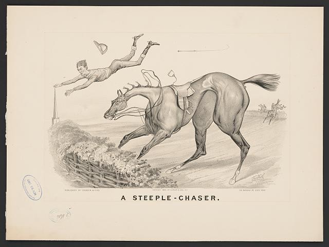 Photo:New York 1880 Steeple-Chaser Horse Racing Fall Currier & Ives Print