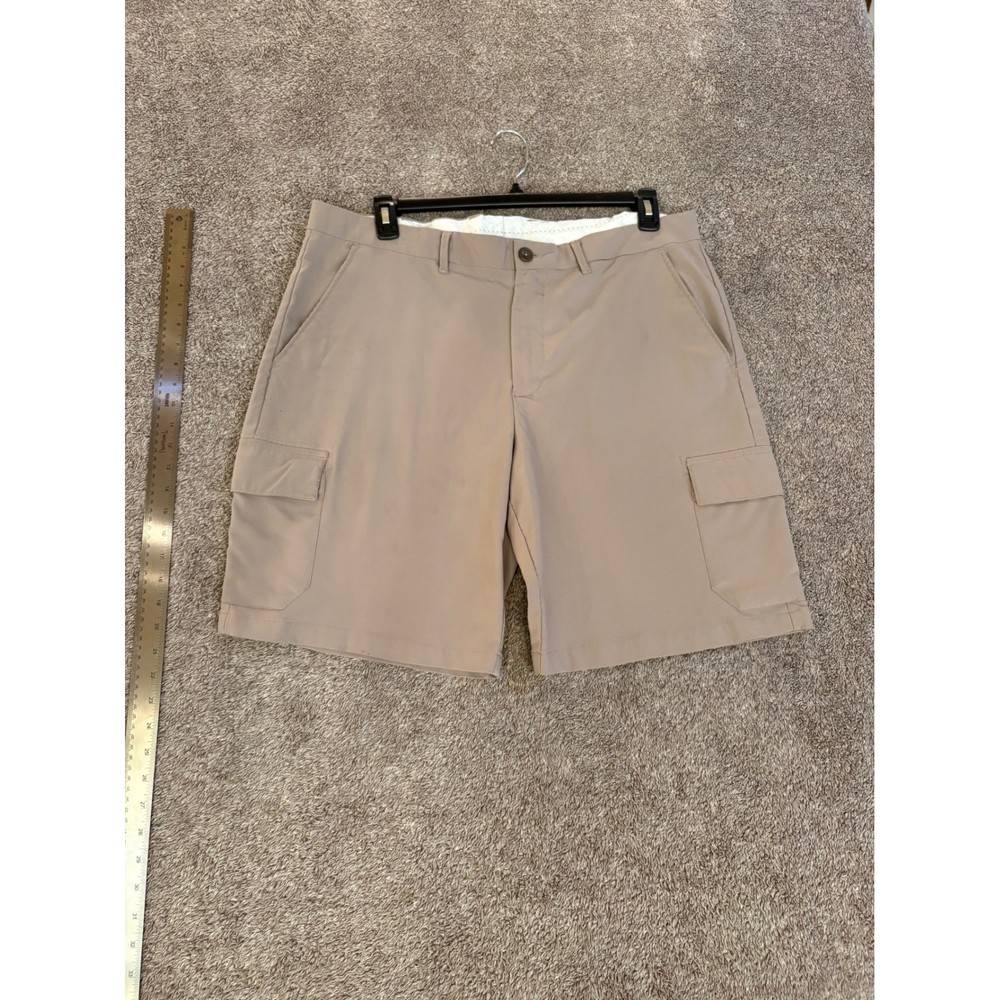 Island Republic Men's Tan Cargo Shorts 38W Polyester Flat Front Casual Outdoor