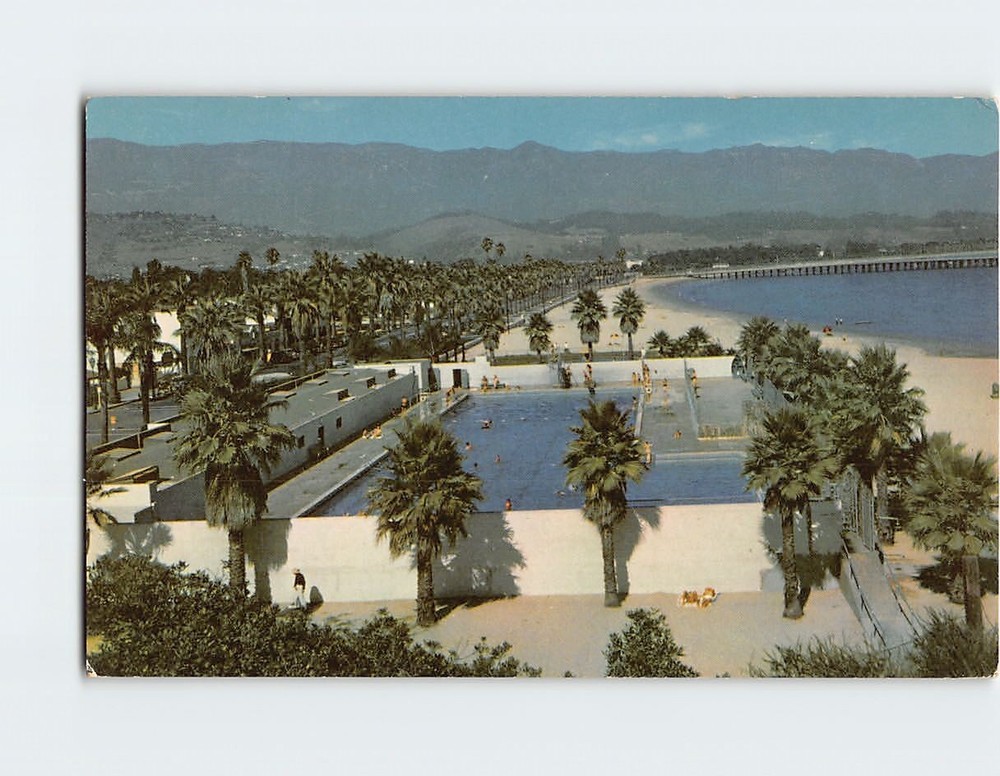 Postcard Bathing Beach & Yacht Harbor Santa Barbara California USA