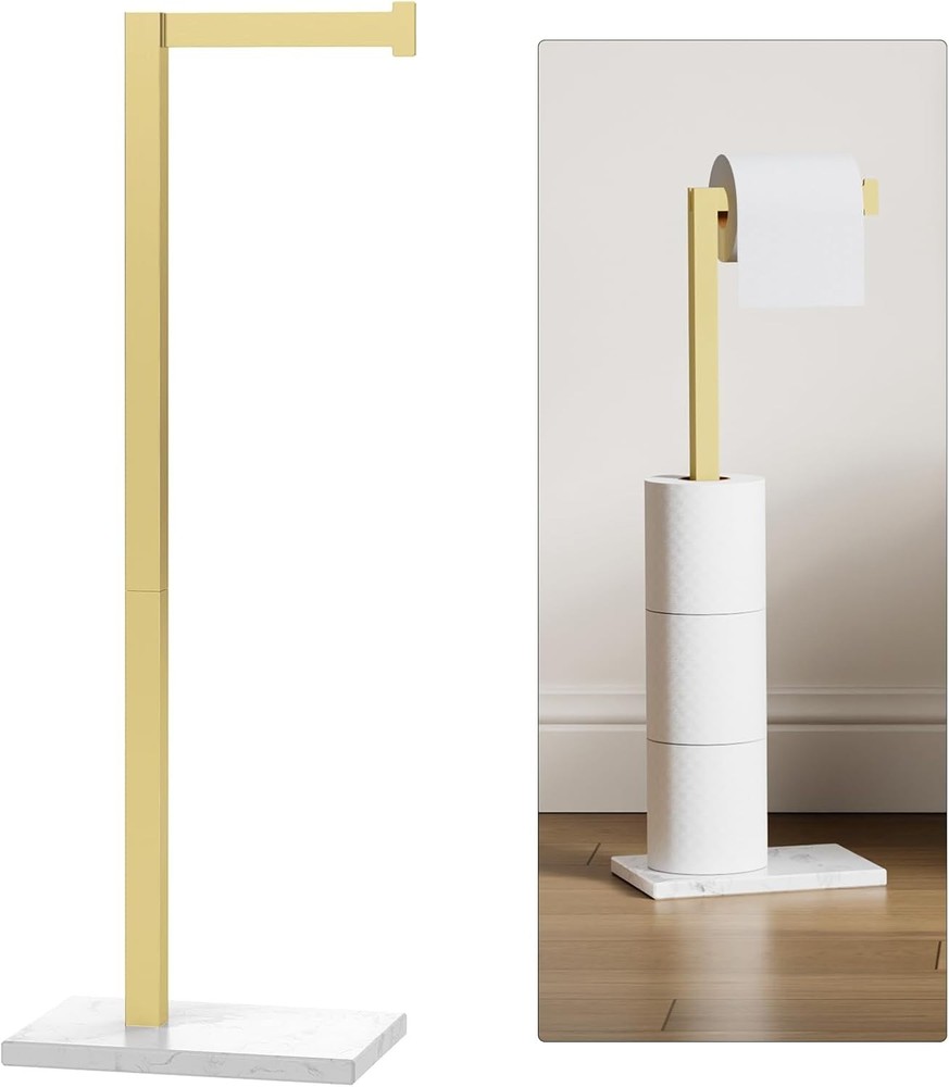 Gold Toilet Paper Holder Stand Marble Base SUS 304 Stainl