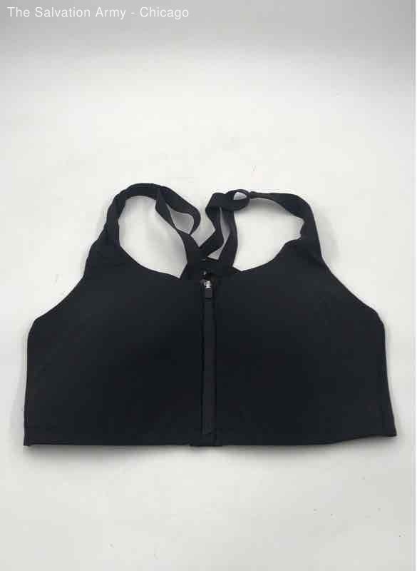 Lululemon Womens Black Front Zip Padded Criss Cross Straps Sports Bra No Size