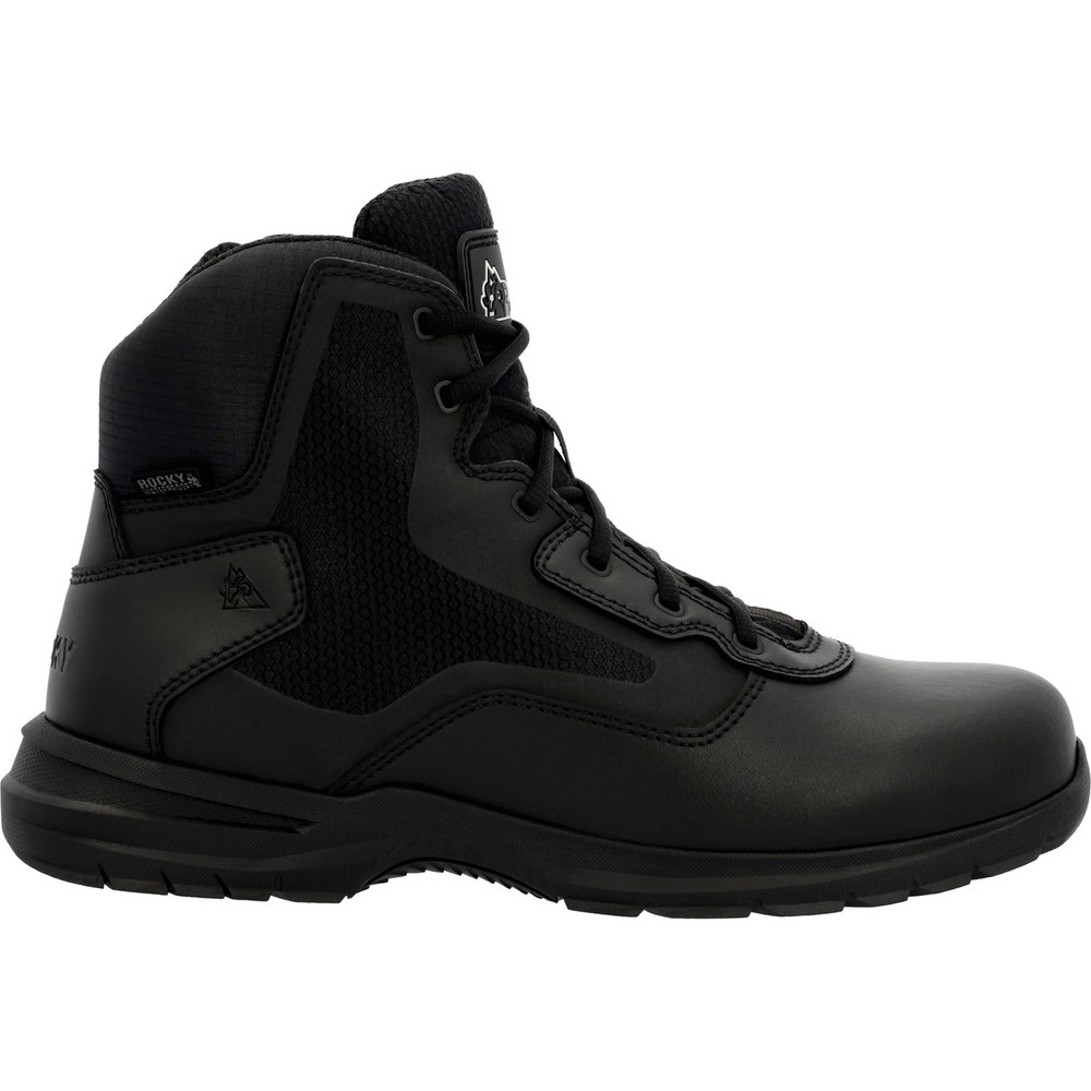 Rocky Cadet 6-Inch Side Zip Tactical Boots for Men in Black Leather