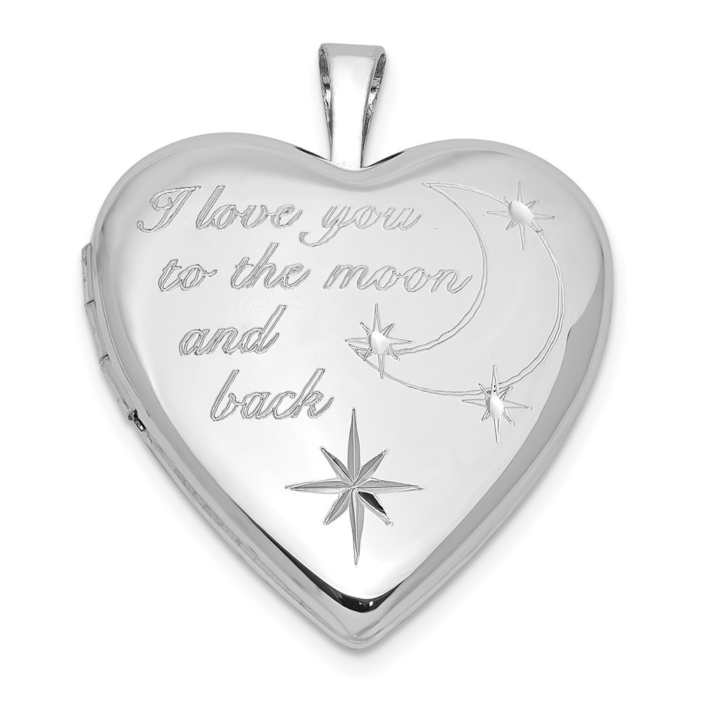 Sterling Silver I LOVE YOU TO THE MOON AND.. 20mm Heart Locket Pendant 2.88gm