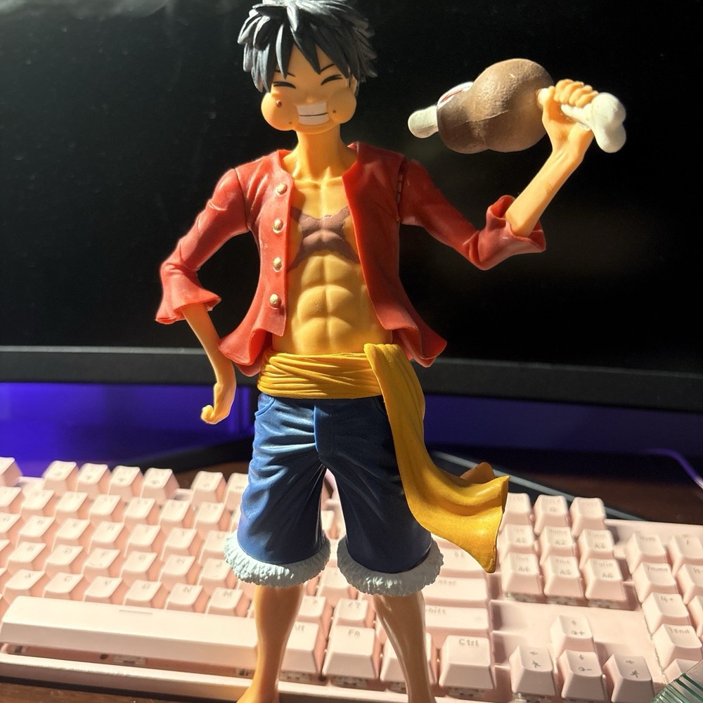 One Piece Monkey D. Luffy Plastic Figure Statue w/ Meat Accessory