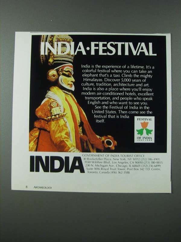 1986 India Tourism Ad - India-Festival