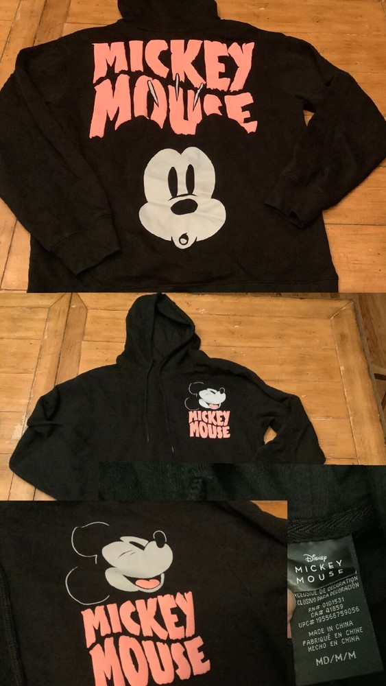 Disney Mickey Mouse Haunted House Sweatshirt Hoodie Medium Black Halloween