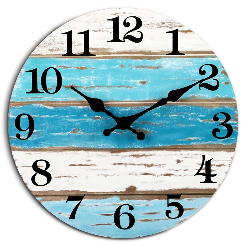 8 Inch Silent Nautical Beach Wall Clock Battery Operated Coastal Decor