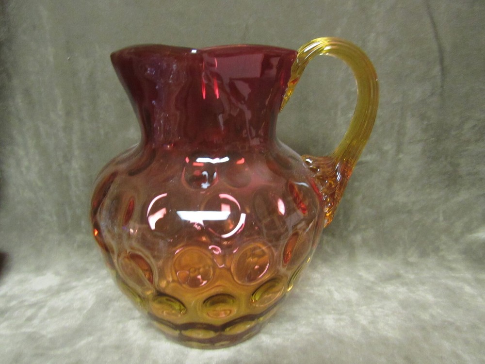 Victorian New England Glass Co Amberina Coin Dot/spot optic Water Pitcher