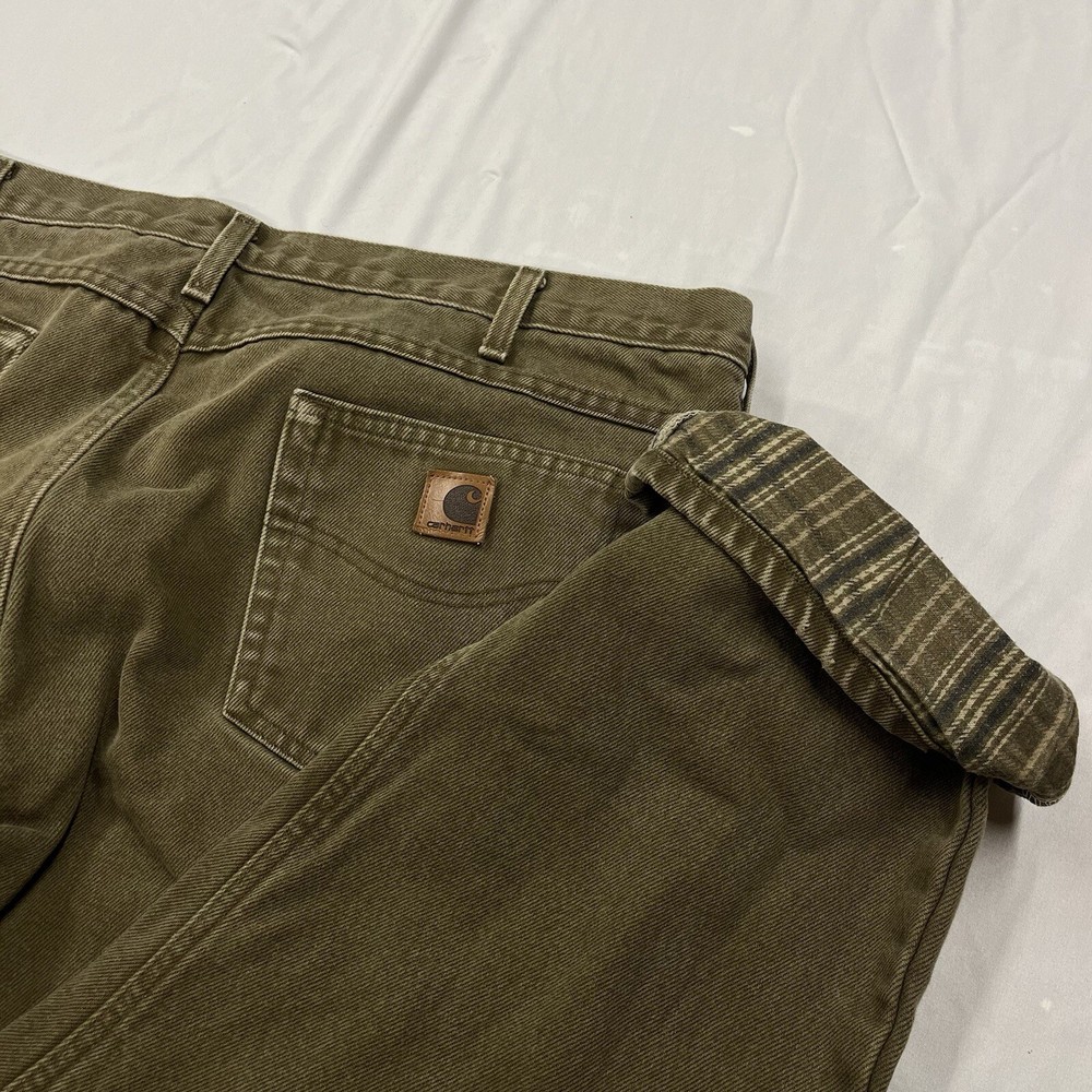 Брюки мужские Carhartt с фланелевой подкладкой 40x32 подходят 41x31 коричневые искусственно состаренные тяжелые