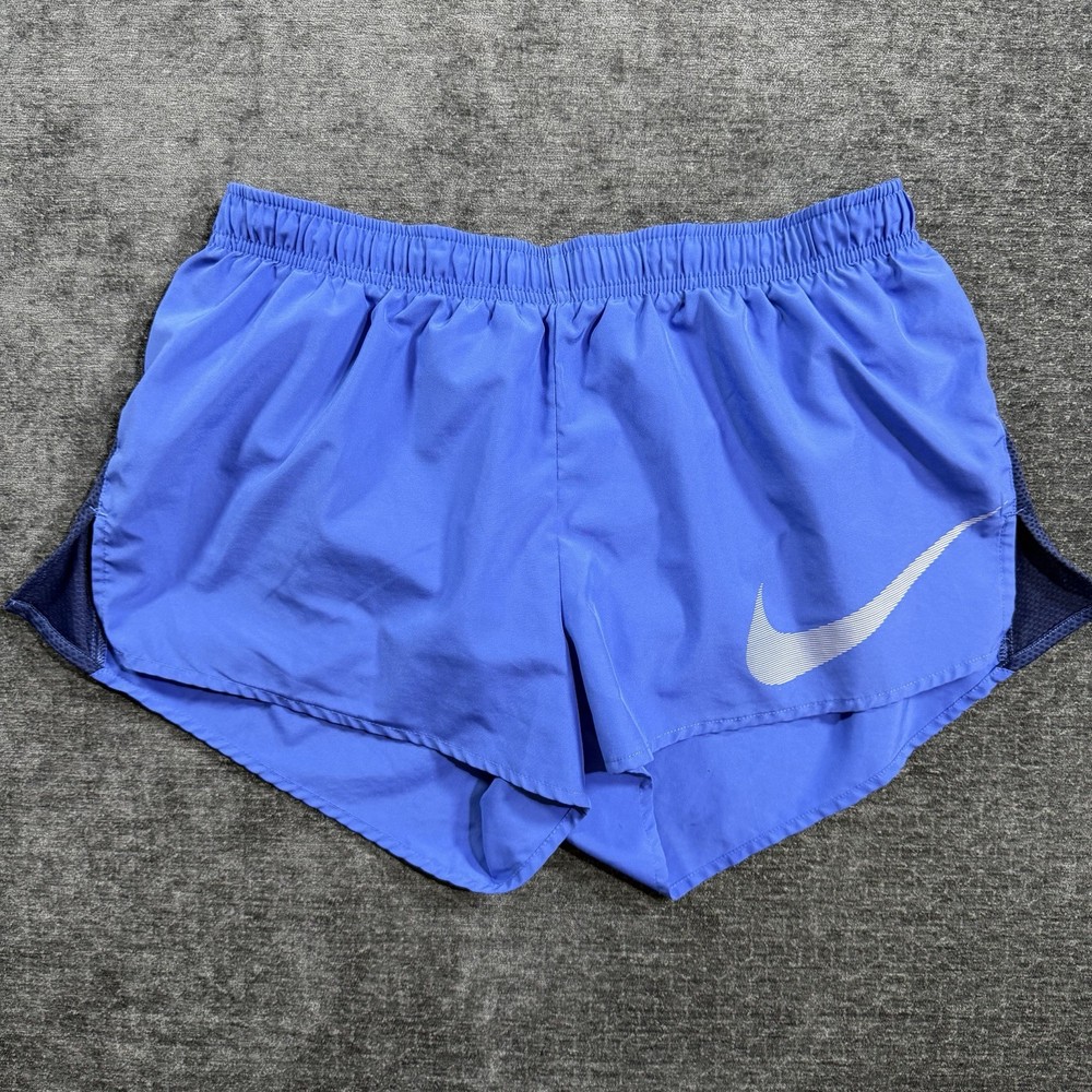 Nike Shorts Women’s Size Large Blue Dri-FIT Tempo Running Lined Athletic Swoosh