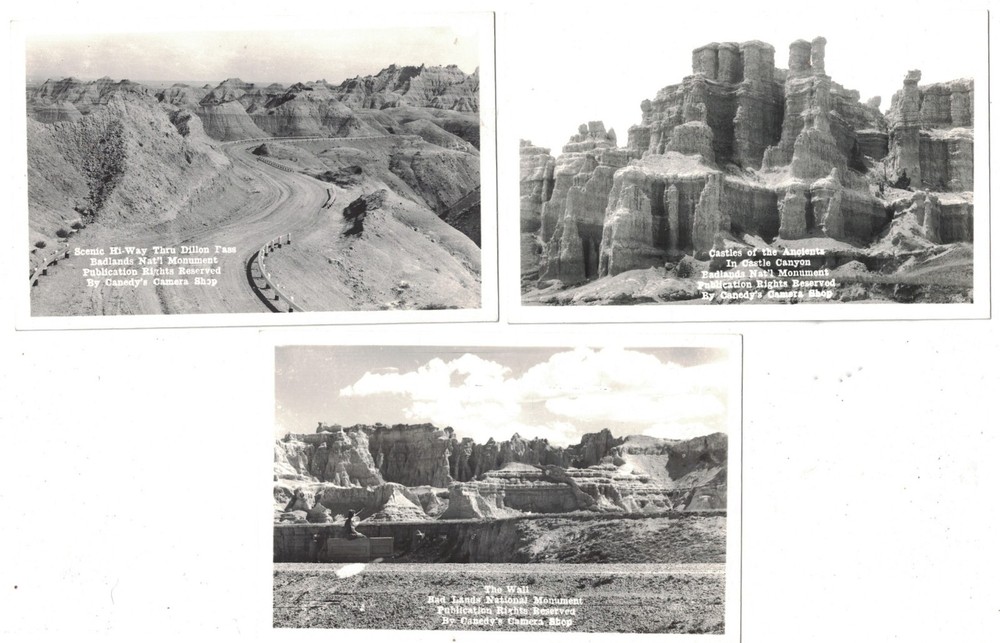 3 Vintage 1950 Rppc Real Photo Views Badlands National Monument South Dakota Pc