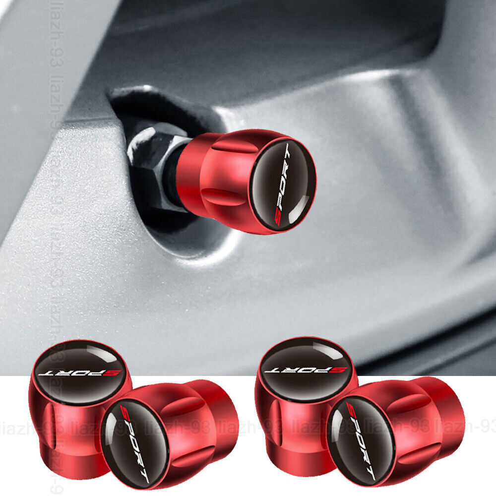 4x Red Sport Logo Car Wheel Tire Valve Dust Stem Air Cap Cover Auto AccessoriesA